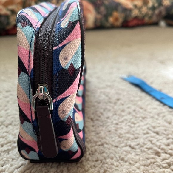 Kate Spade *Geo Bird* Dome Canvas Travel Case | Makeup Bag | Pen Pouch | EUC - Picture 5 of 10